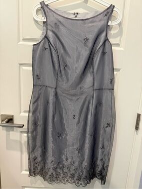 NEXT Silver-Grey Embroidered Midi Dress